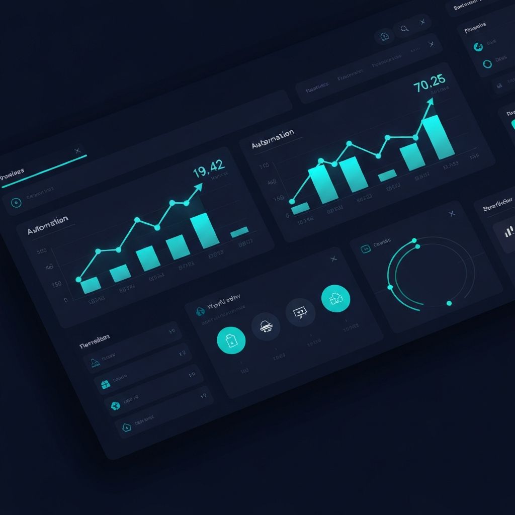 Operations automation dashboard showing workflow pipelines and metrics